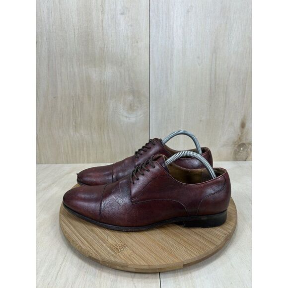 Aldo Mulligan Cap Toe Cognac Brown Leather Oxford Dress Shoes Mens Size 8 - Picture 1 of 8
